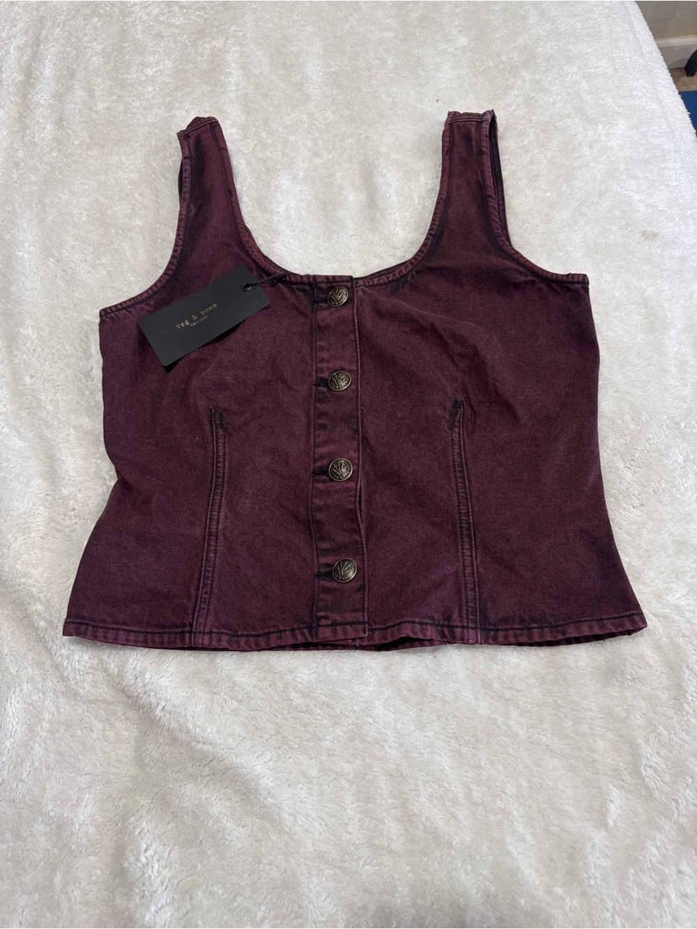 rag & bone Plum Button-Front Crop Tank